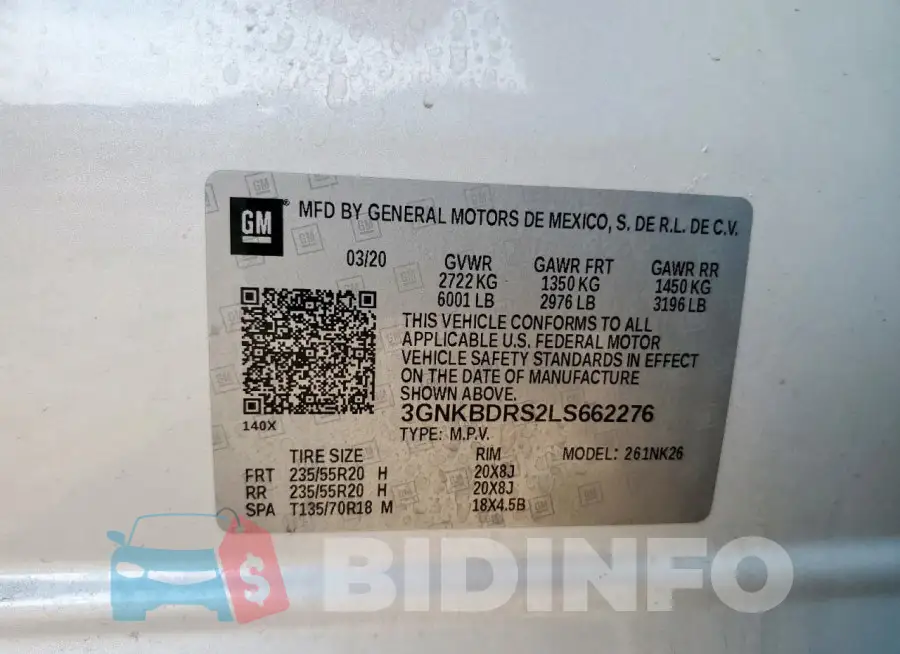 3GNKBDRS2LS662276 Photo# 13