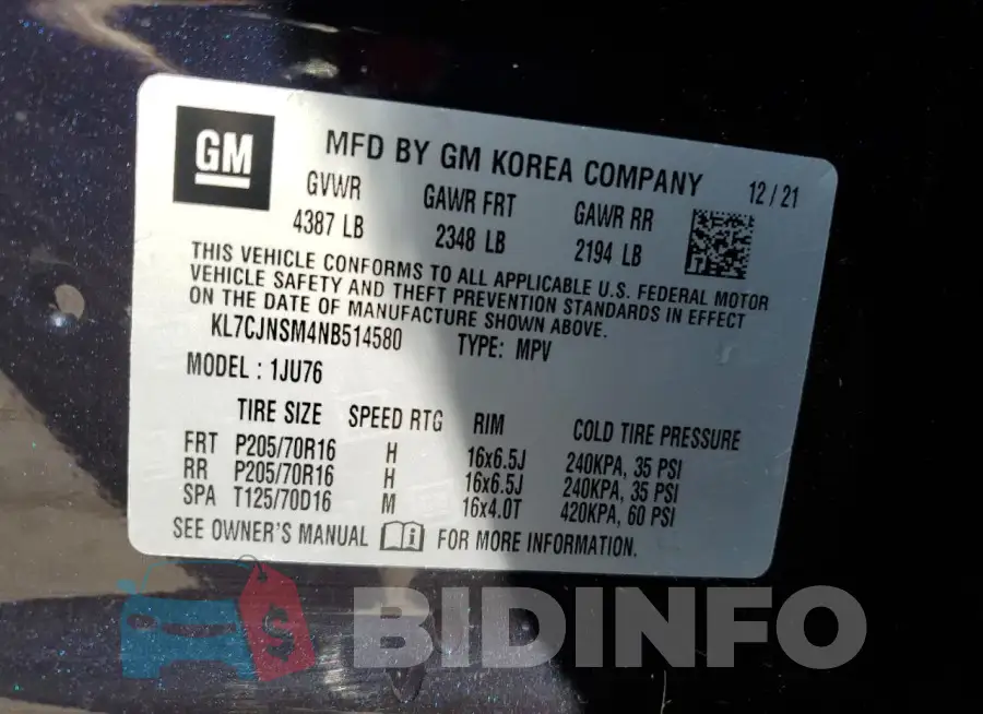 KL7CJNSM4NB514580 Photo# 13