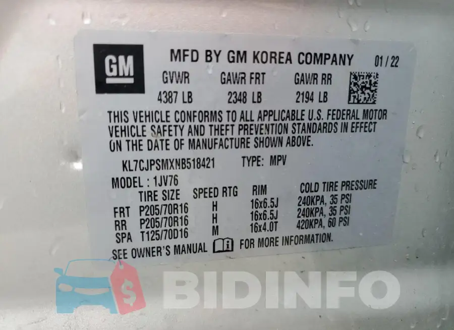 KL7CJPSMXNB518421 Photo# 12