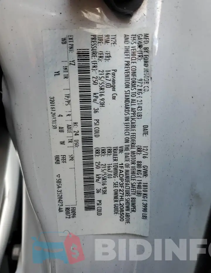 1FADP3F27HL208500 Photo# 13