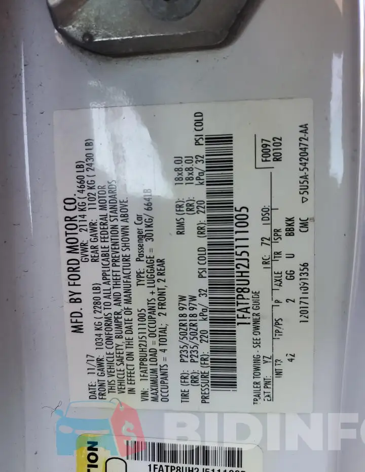 1FATP8UH2J5111005 Photo# 13