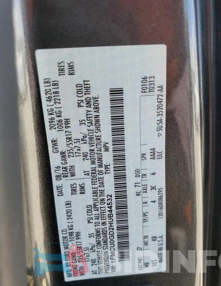 1FMCU0GD2HUB44532 Photo# 13
