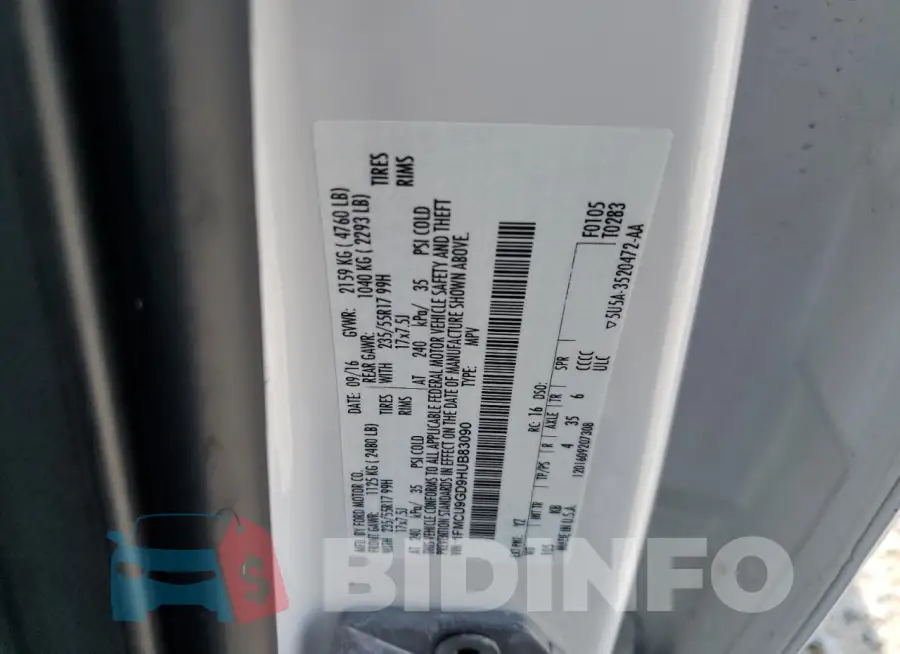 1FMCU9GD9HUB83090 Photo# 14
