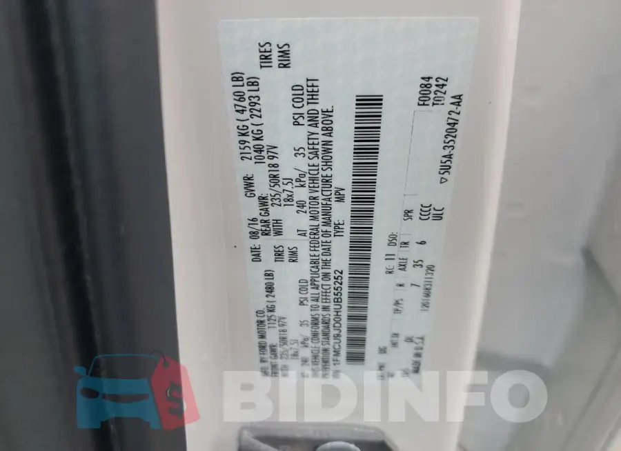 1FMCU9JD0HUB55252 Photo# 13