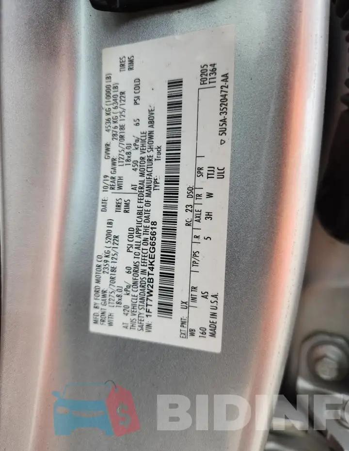 1FT7W2BT4KEG65618 Photo# 12