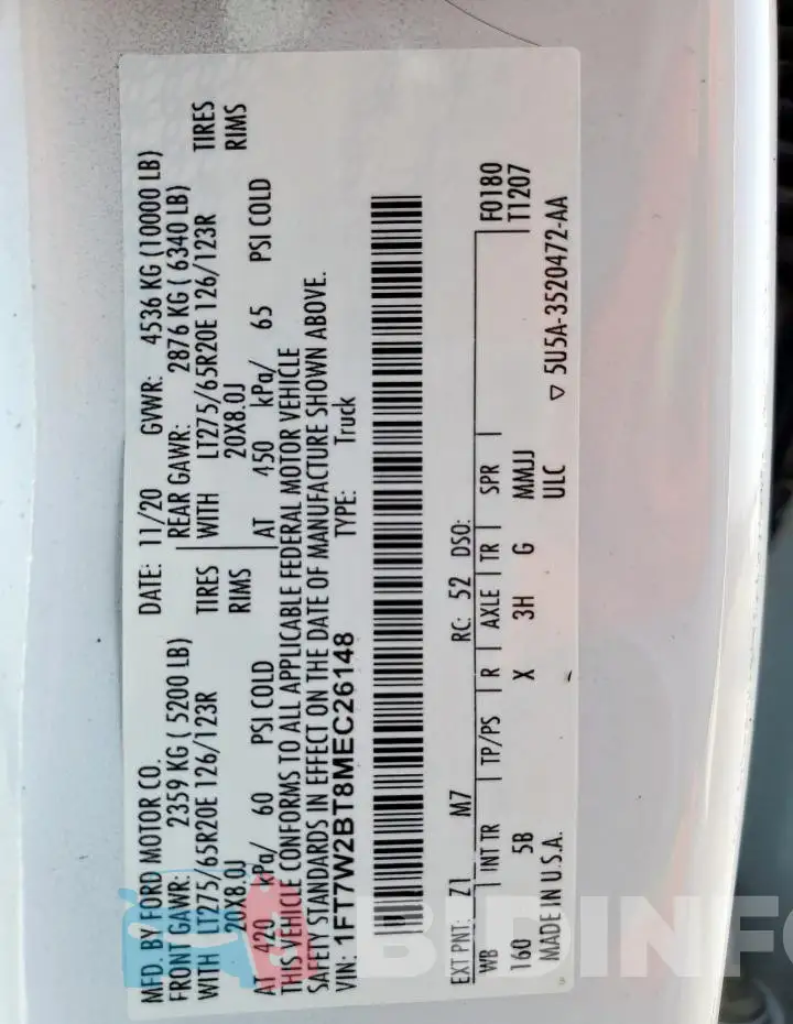 1FT7W2BT8MEC26148 Photo# 13