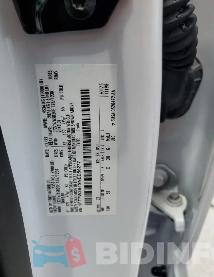1FT7W2BT9NED56277 Photo# 12