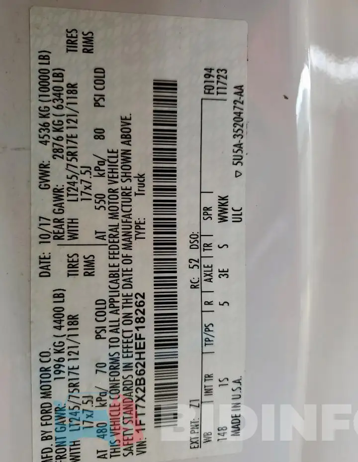1FT7X2B62HEF18262 Photo# 12