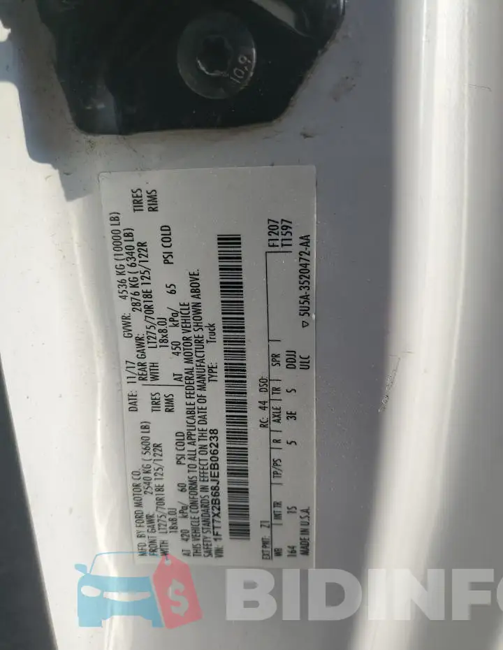 1FT7X2B68JEB06238 Photo# 13
