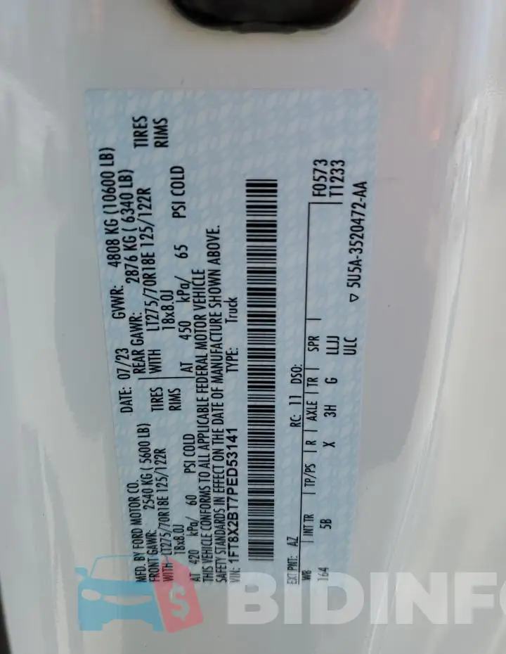 1FT8X2BT7PED53141 Photo# 12