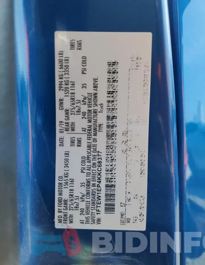 1FTEW1EP4KKC68377 Photo# 12