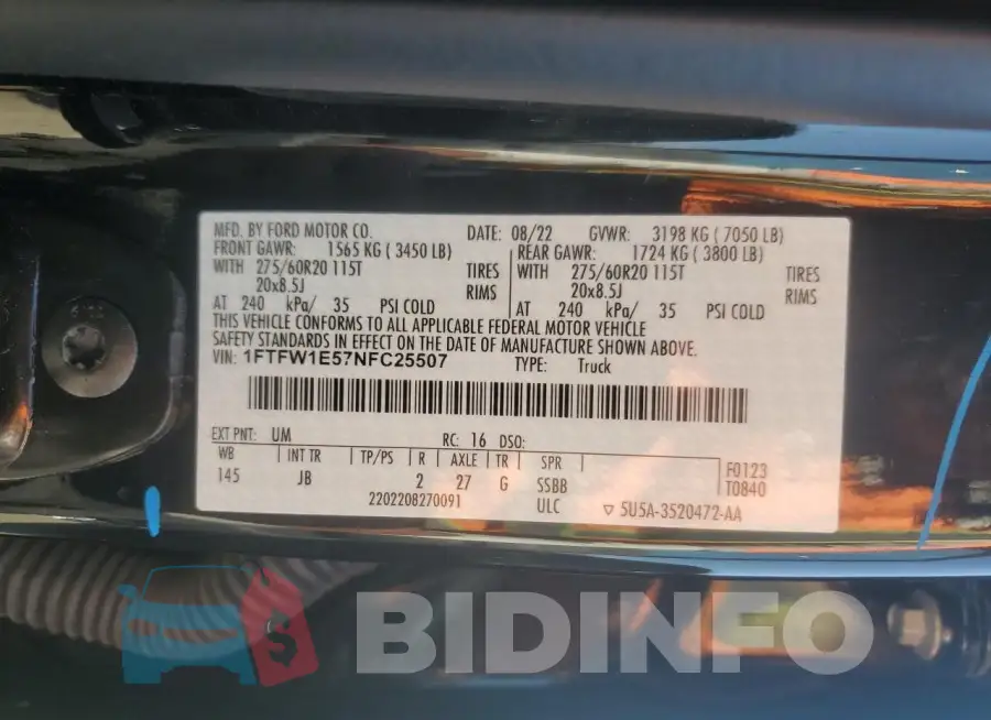 1FTFW1E57NFC25507 Photo# 12