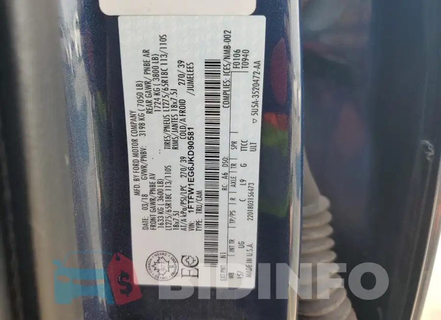 1FTFW1EG6JKD90581 Photo# 12