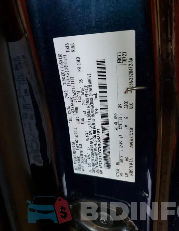 1FTFX1EG7HFA58391 Photo# 12