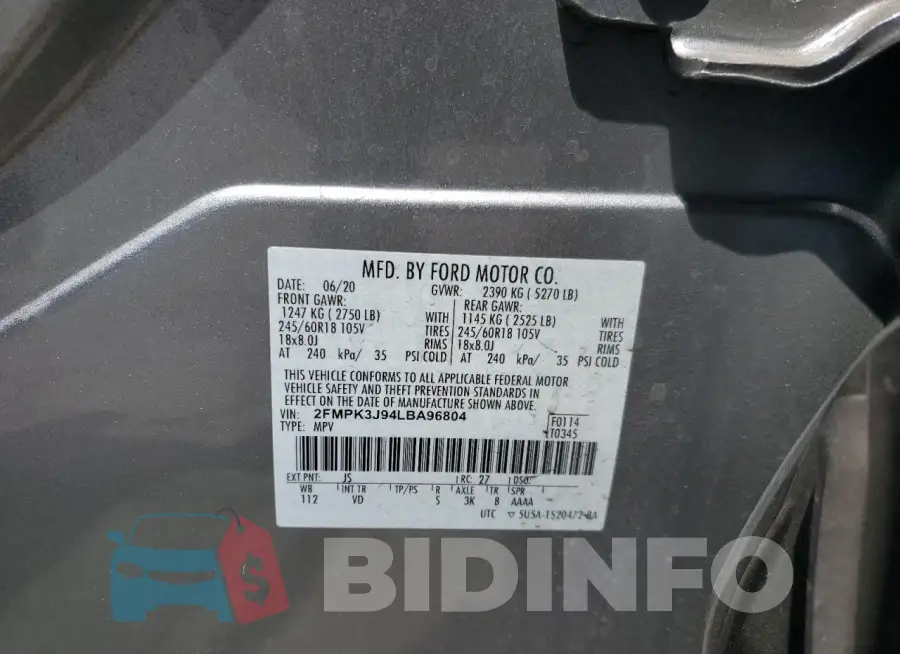 2FMPK3J94LBA96804 Photo# 14