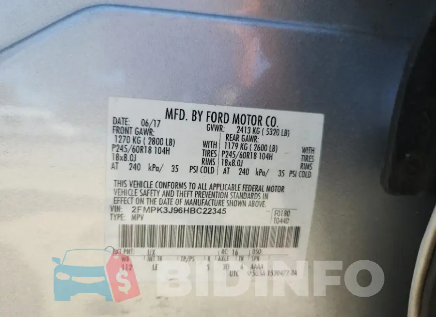 2FMPK3J96HBC22345 Photo# 13