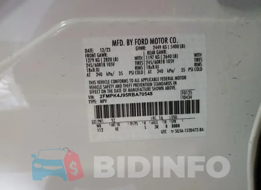 2FMPK4J95RBA70548 Photo# 13