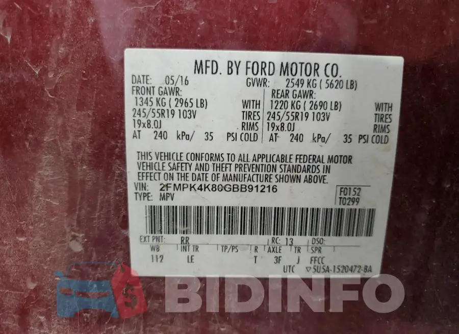 2FMPK4K80GBB91216 Photo# 13