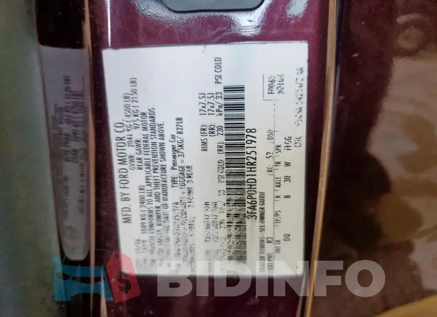 3FA6P0HD1HR251978 Photo# 12