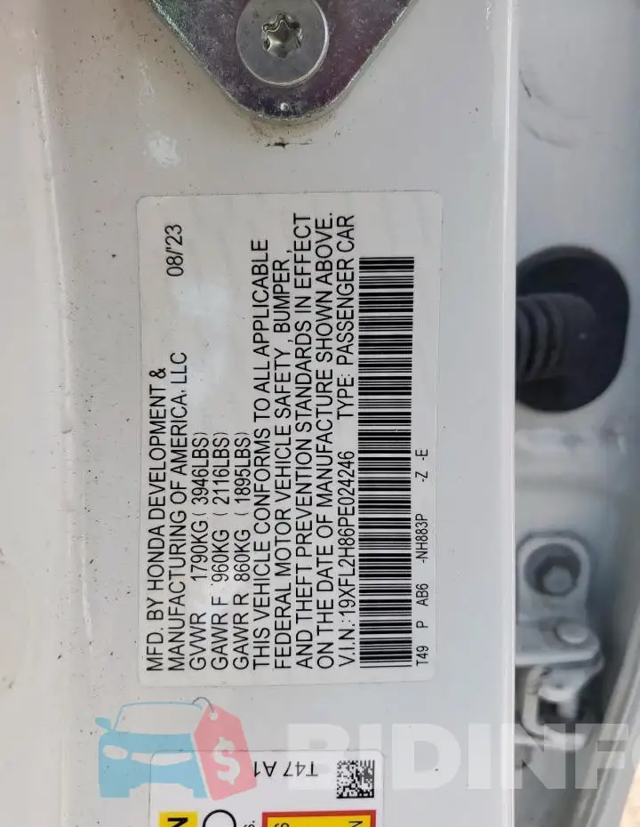 19XFL2H86PE024246 Photo# 13