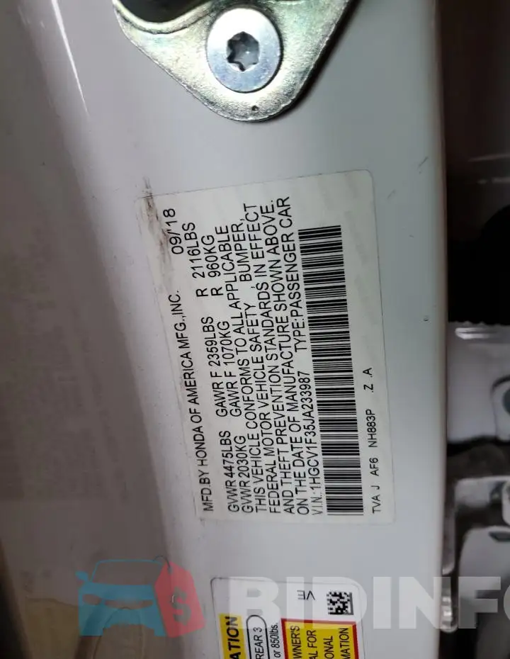 1HGCV1F35JA233987 Photo# 12