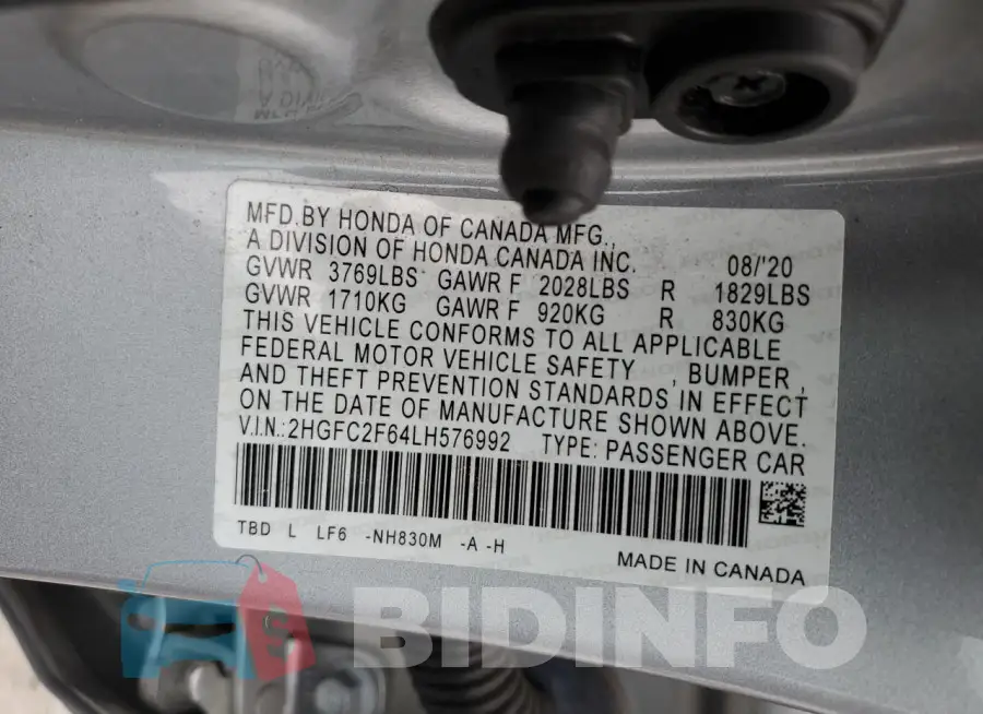 2HGFC2F64LH576992 Photo# 12