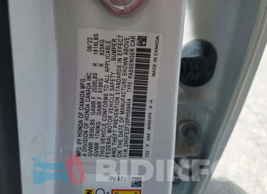 2HGFE2F20PH569454 Photo# 12