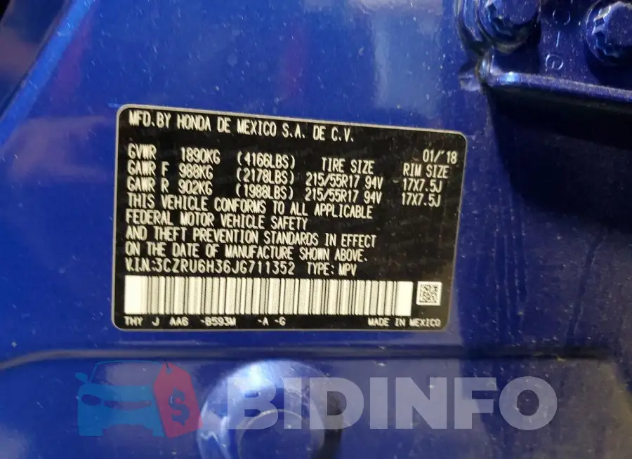 3CZRU6H36JG711352 Photo# 12