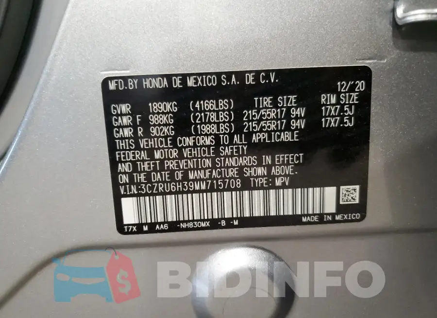 3CZRU6H39MM715708 Photo# 12