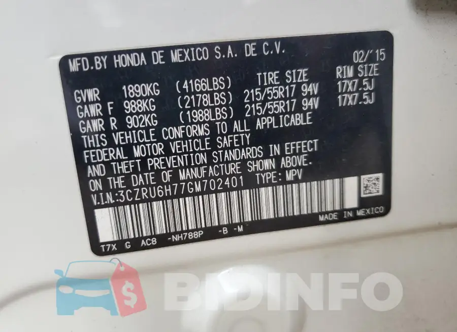 3CZRU6H77GM702401 Photo# 14