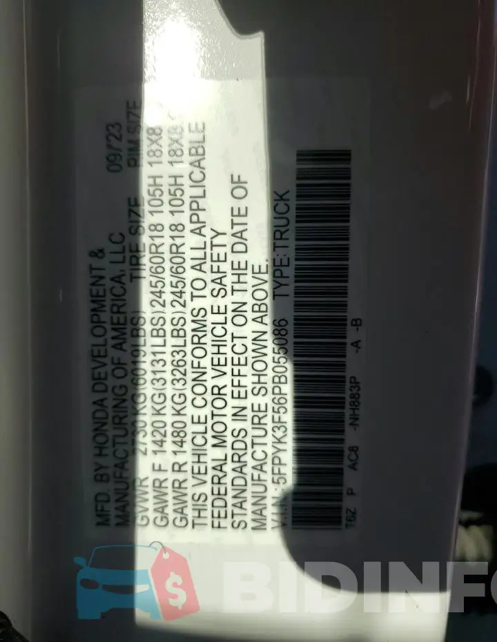 5FPYK3F56PB055086 Photo# 12