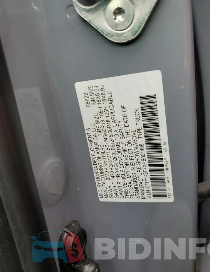 5FPYK3F7XPB001498 Photo# 12
