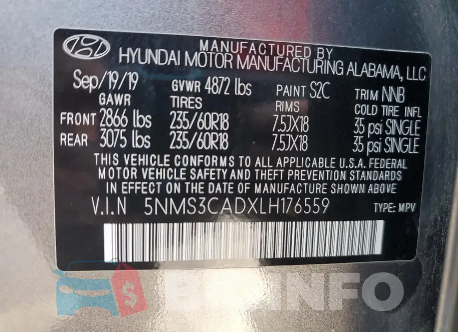 5NMS3CADXLH176559 Photo# 14