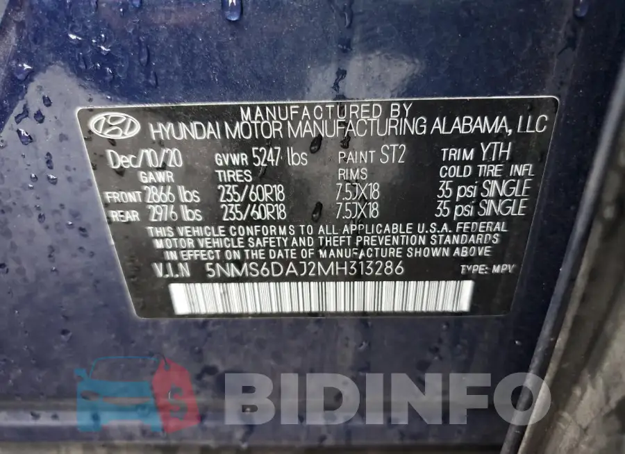 5NMS6DAJ2MH313286 Photo# 13