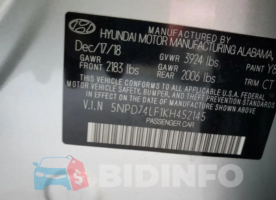 5NPD74LF1KH452145 Photo# 13