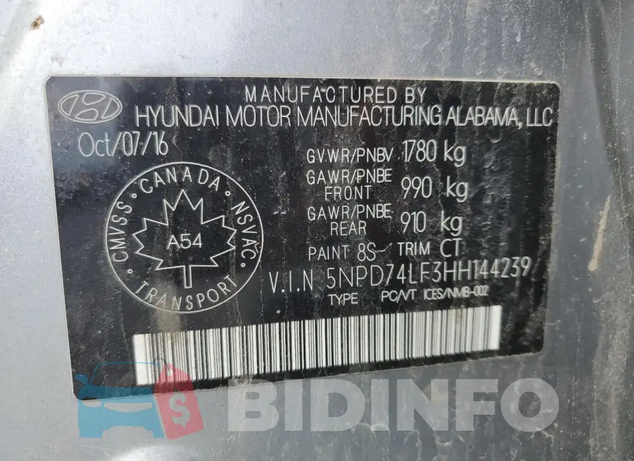 5NPD74LF3HH144239 Photo# 13