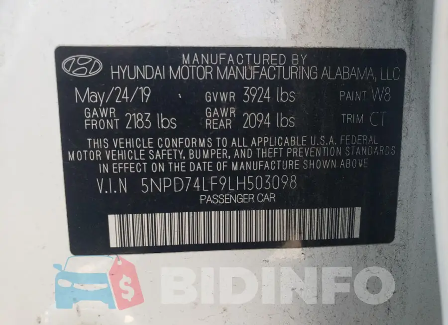 5NPD74LF9LH503098 Photo# 12