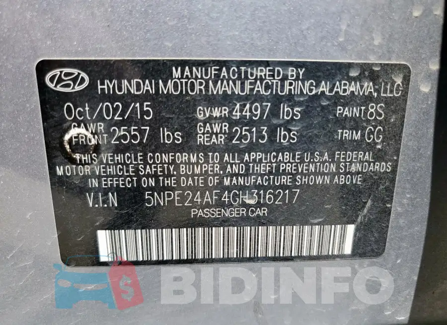 5NPE24AF4GH316217 Photo# 12