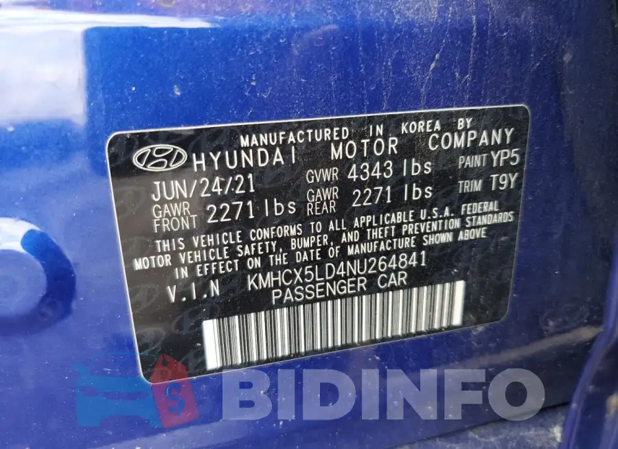 KMHCX5LD4NU264841 Photo# 12