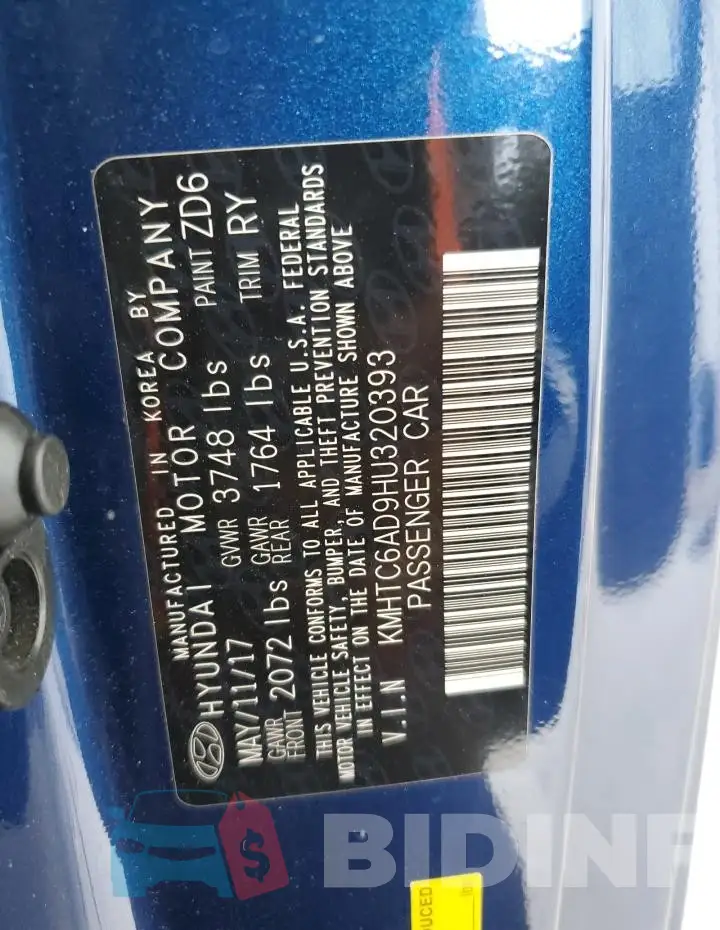 KMHTC6AD9HU320393 Photo# 12