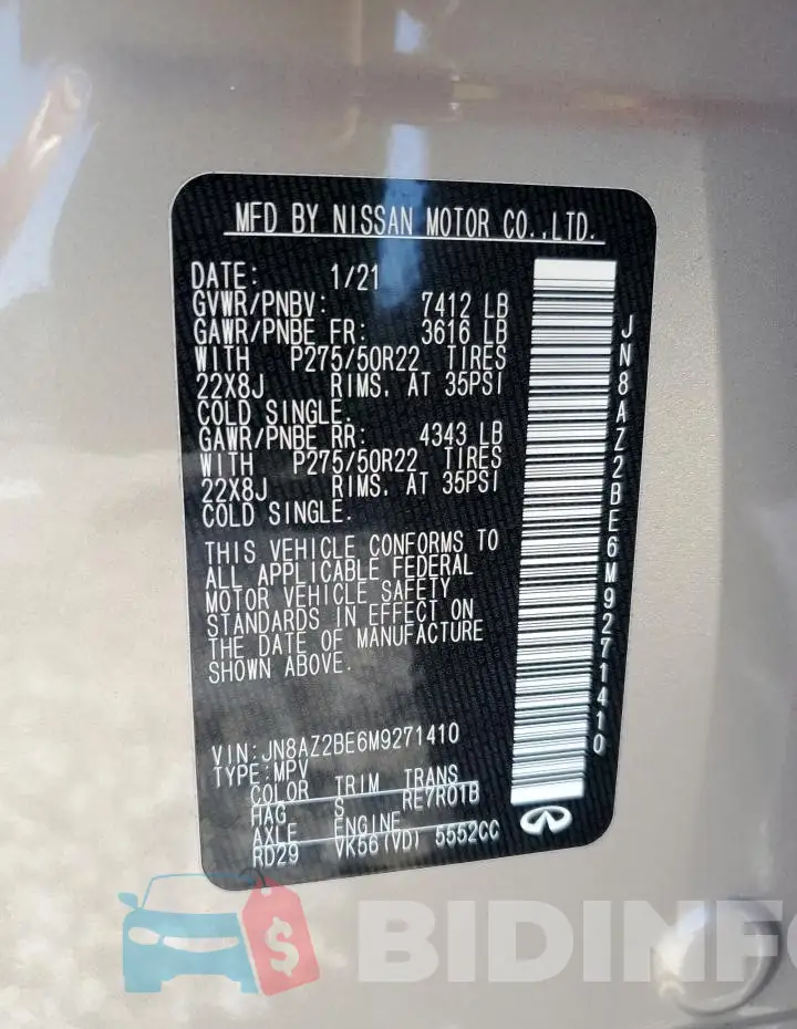 JN8AZ2BE6M9271410 Photo# 13