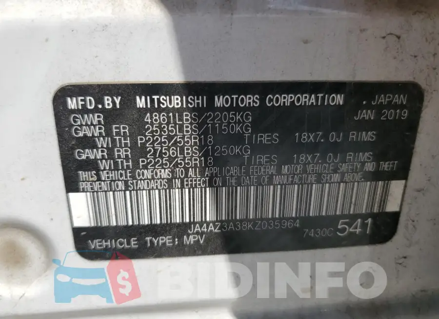 JA4AZ3A38KZ035964 Photo# 14