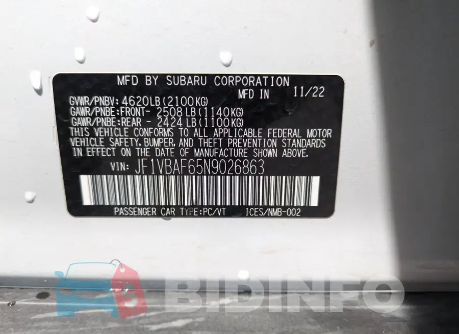 JF1VBAF65N9026863 Photo# 12