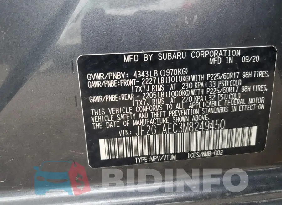 JF2GTAEC3M8249450 Photo# 14