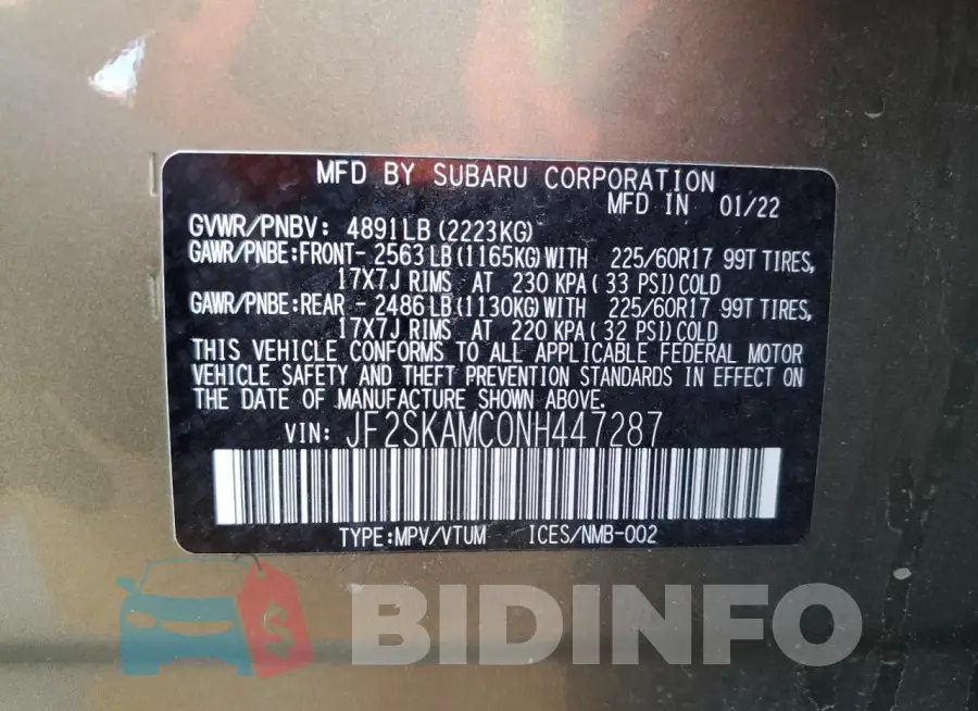 JF2SKAMC0NH447287 Photo# 13