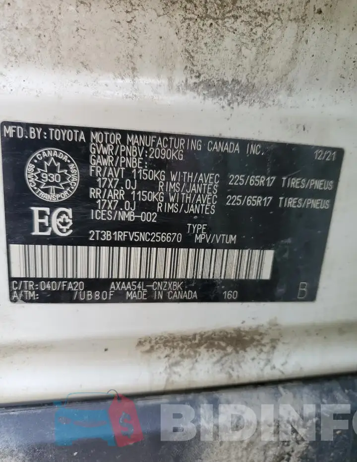 2T3B1RFV5NC256670 Photo# 13