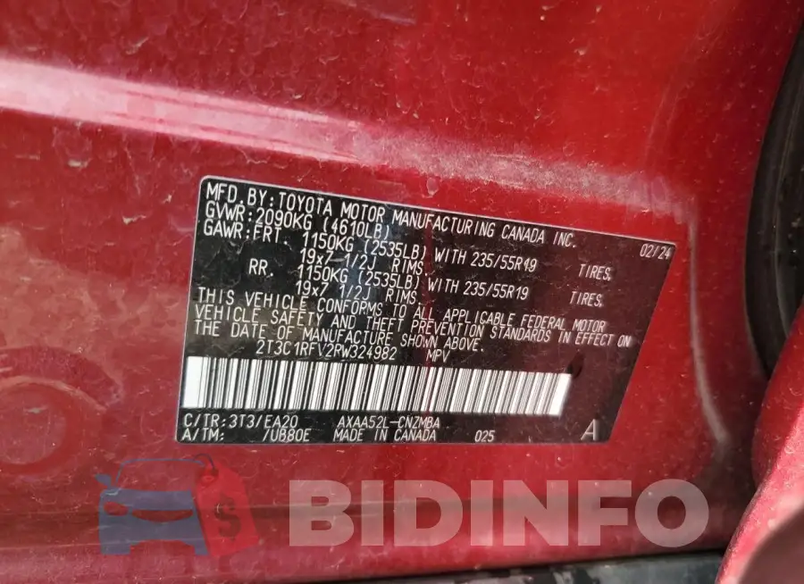 2T3C1RFV2RW324982 Photo# 13