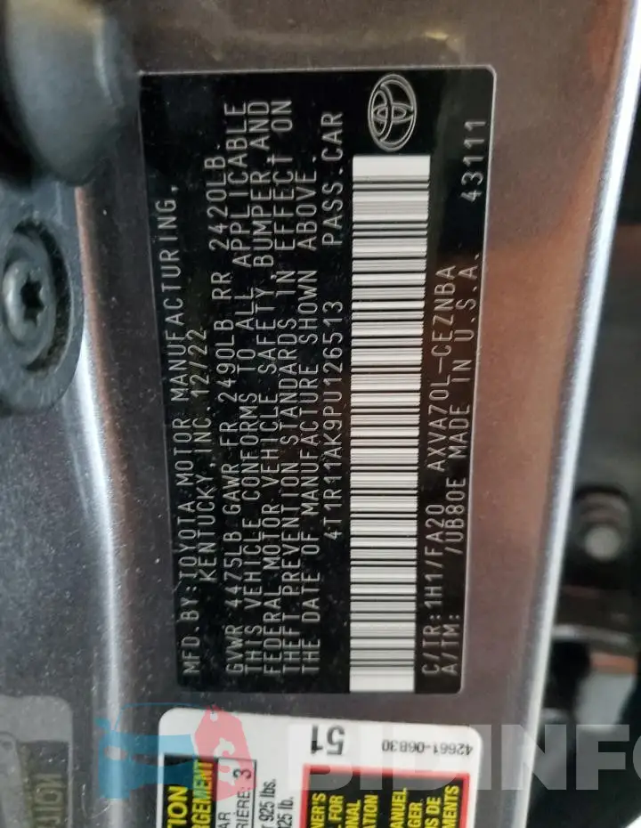 4T1R11AK9PU126513 Photo# 12