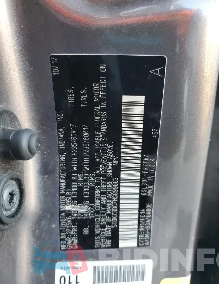 5TDKZ3DC7HS899663 Photo# 13