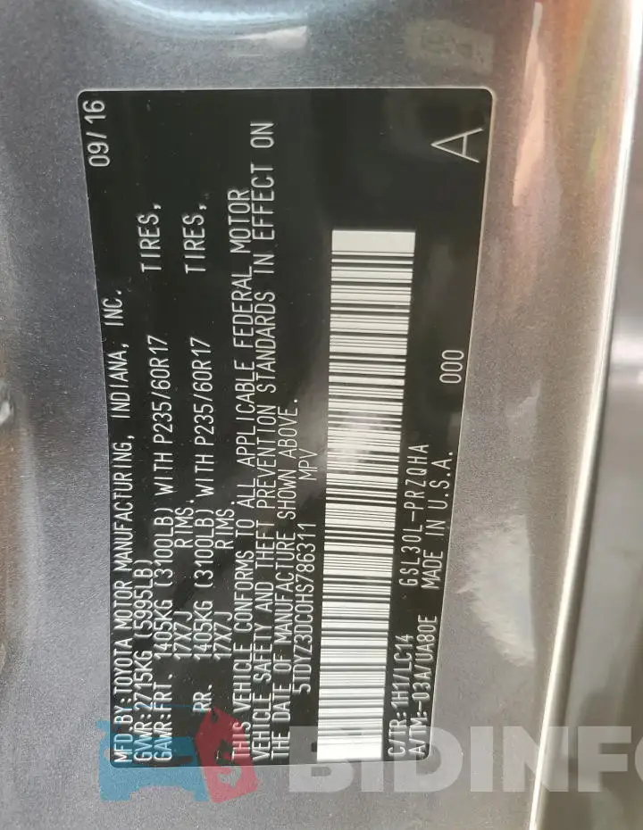 5TDYZ3DC0HS786311 Photo# 13